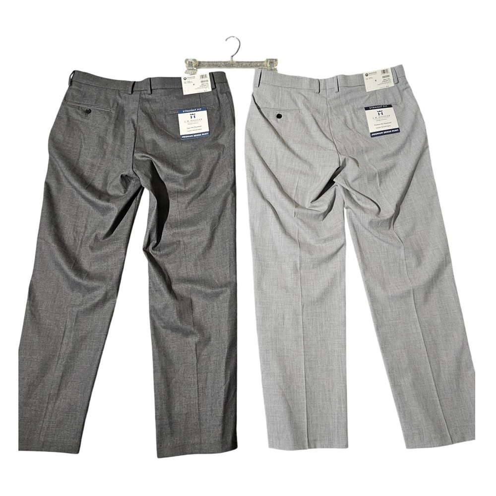 Haggar Premium Dress Pants Mens 38x32 Gray Straight Fit Lot Of 2 - Picture 2 of 10